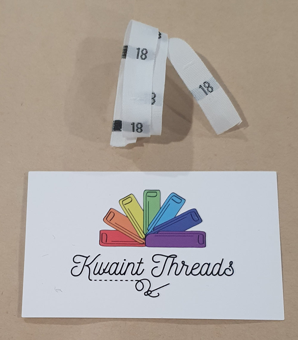 White Size Labels Sizes 12 to 28 Clothing Tags Sizes Tags