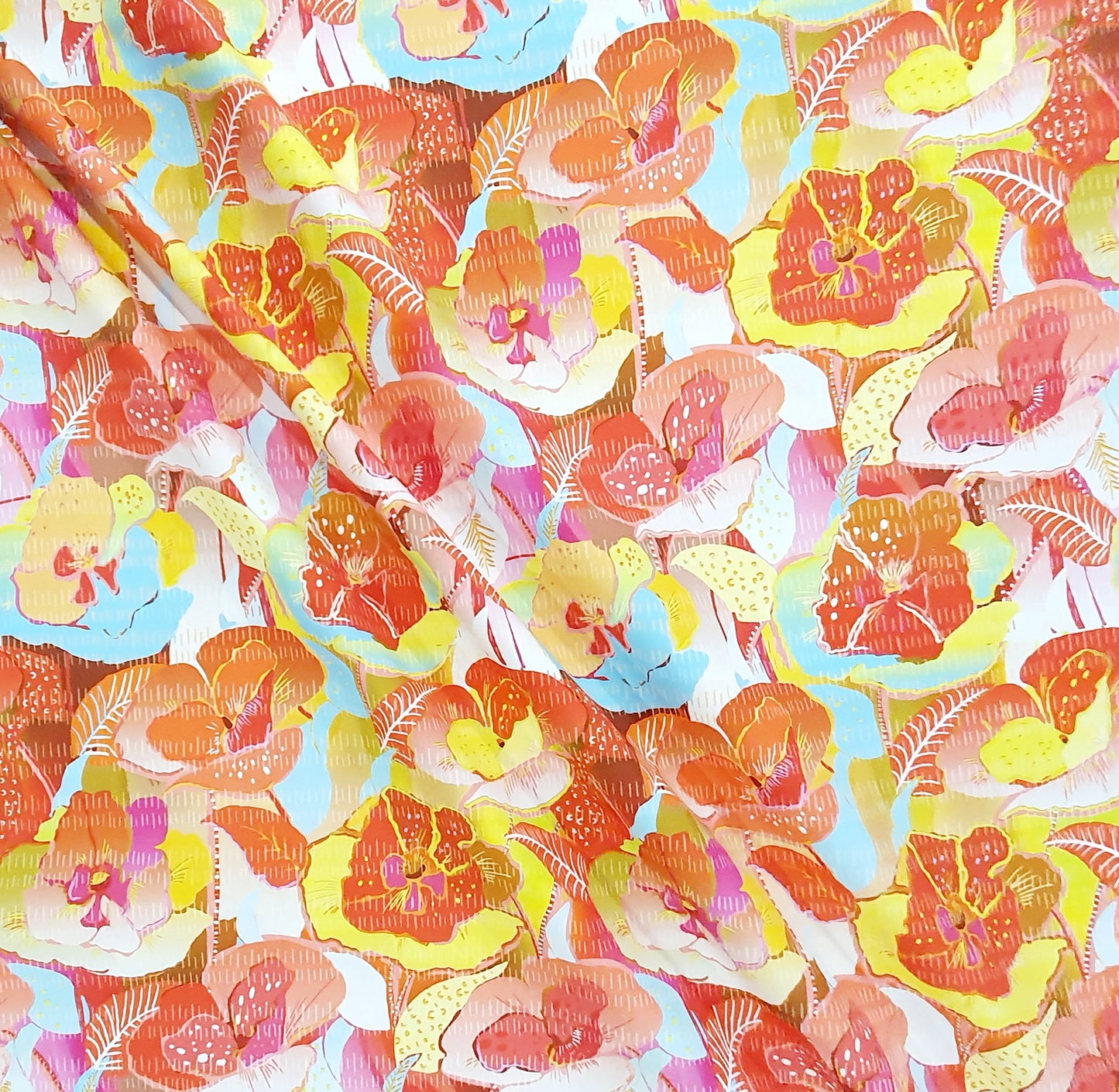 Lillestoff Rapture Red Flowers Floral Organic 100% Cotton Woven Fabric