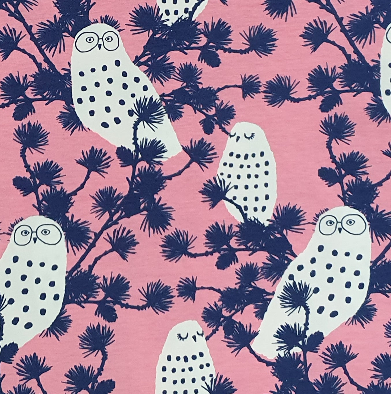 PaaPii Snow Owls Pink Blueberry Organic Cotton Lycra
