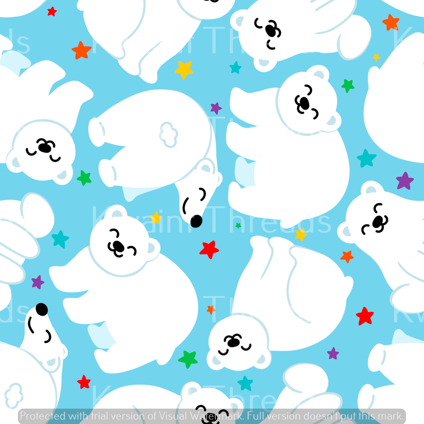 Fabric Mama Polar Bears Blue On Demand Pre Order