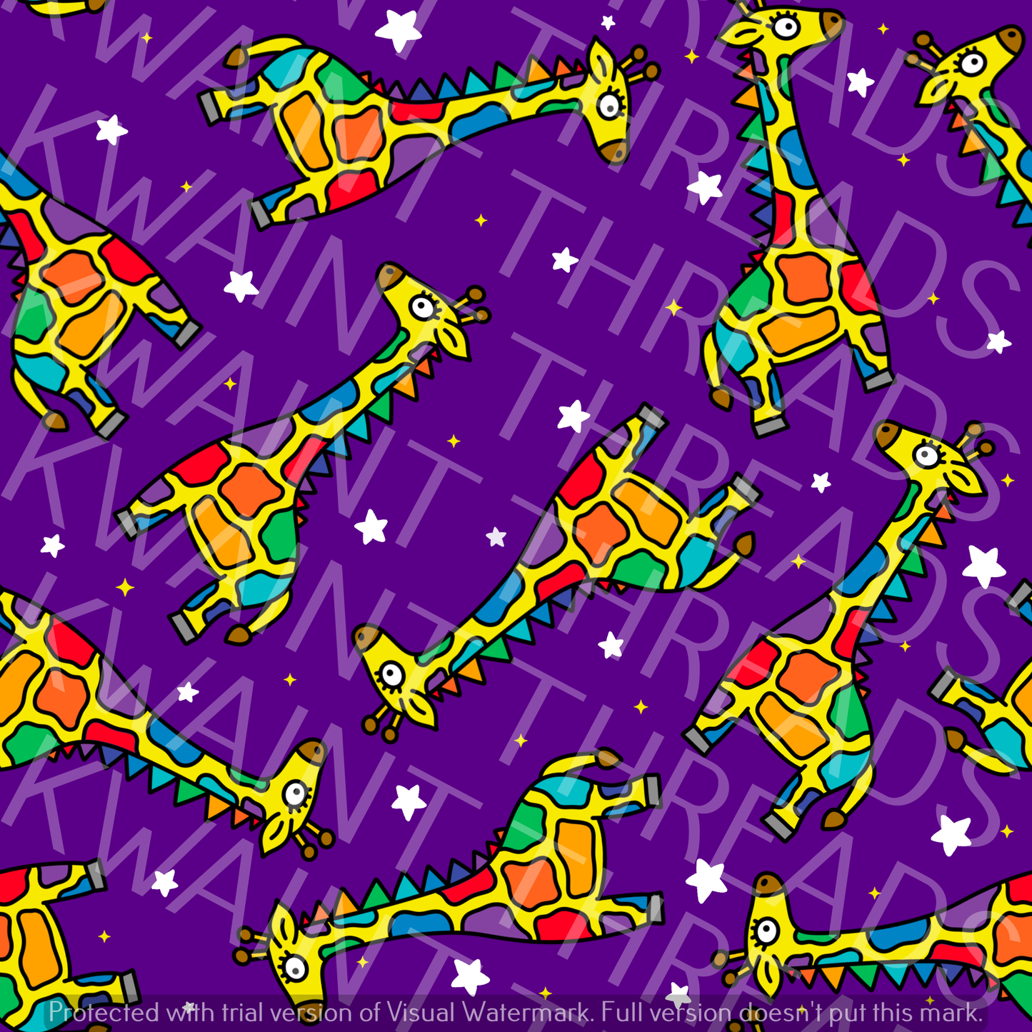 Fabric Mama Havin a Giraffe Rainbow Giraffe Fabric On Demand Pre Order