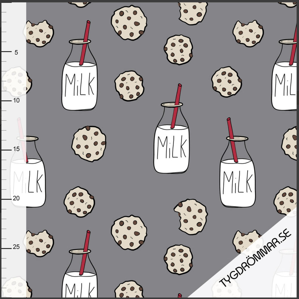 
                      
                        Tygdrommar Milk and Cookies Grey Organic Cotton Knit Fabric Austral
                      
                    
