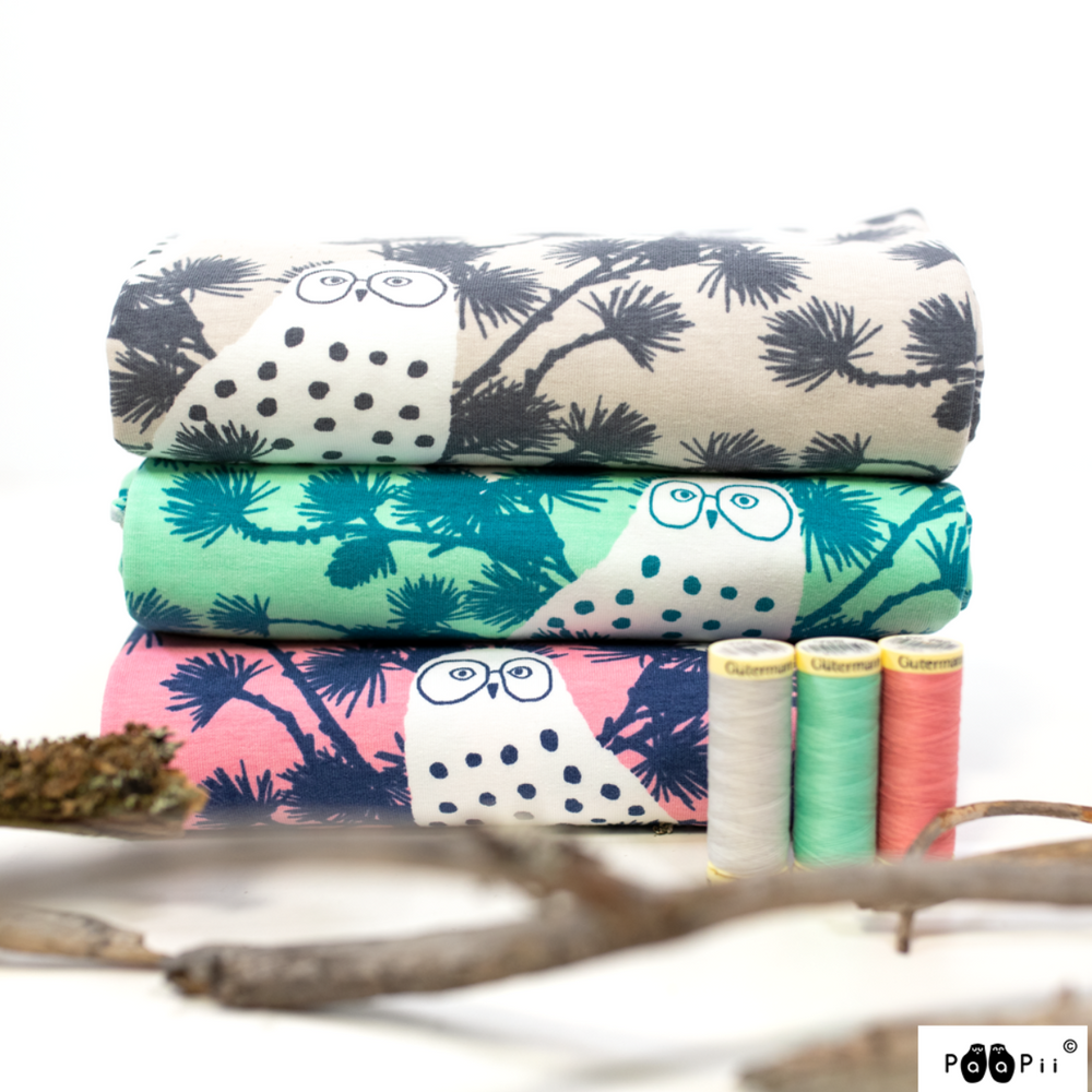 
                      
                        PaaPii Snow Owls Pink Blueberry Organic Cotton Lycra
                      
                    