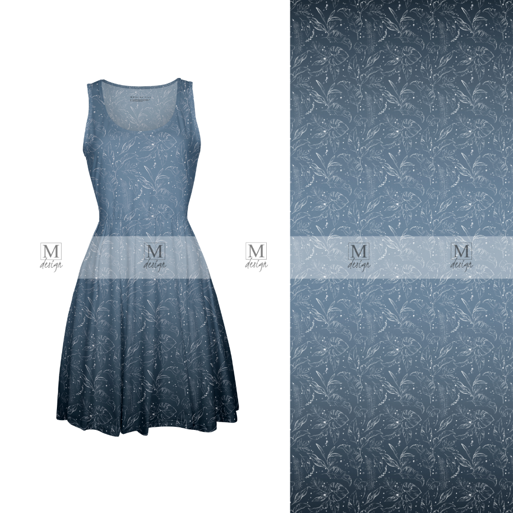 
                      
                        Marlini Tropical Leaves Denim Border Print
                      
                    