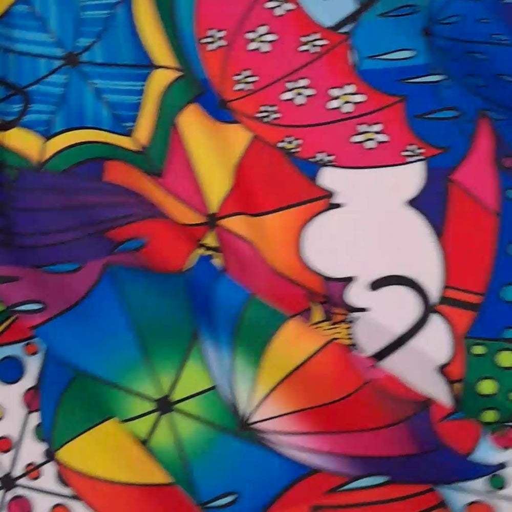 Karly Art Rainbow Umbrella Jumble Poly Spandex Extra Life Lycra