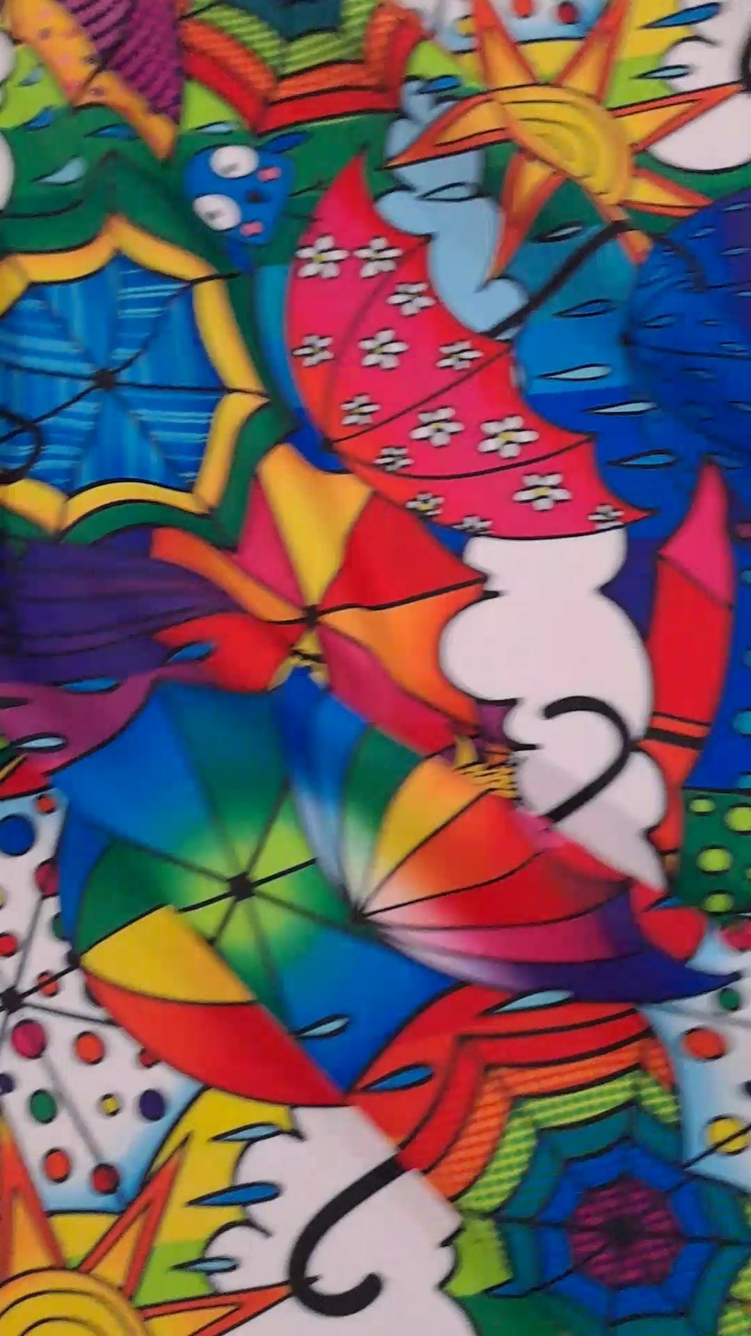 Karly Art Rainbow Umbrella Jumble Poly Spandex Extra Life Lycra