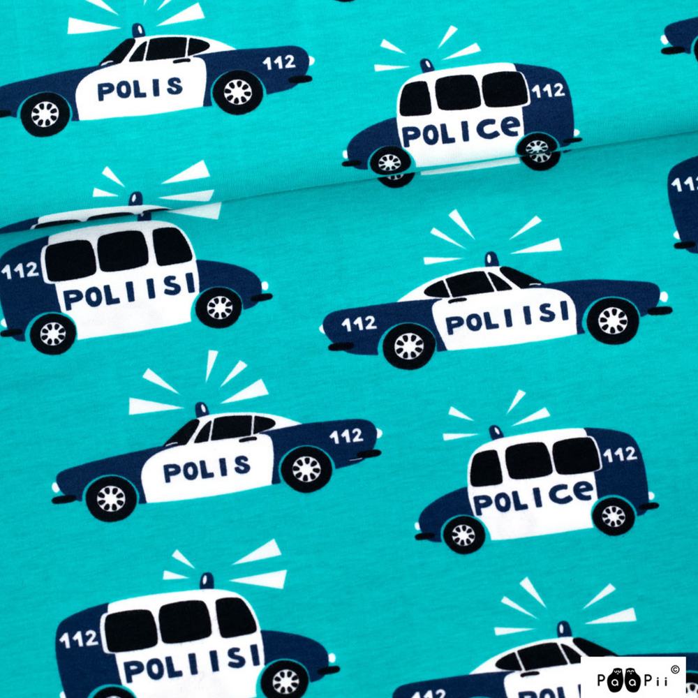 
                      
                        PaaPii Police Cars Turquoise Organic Cotton Lycra
                      
                    