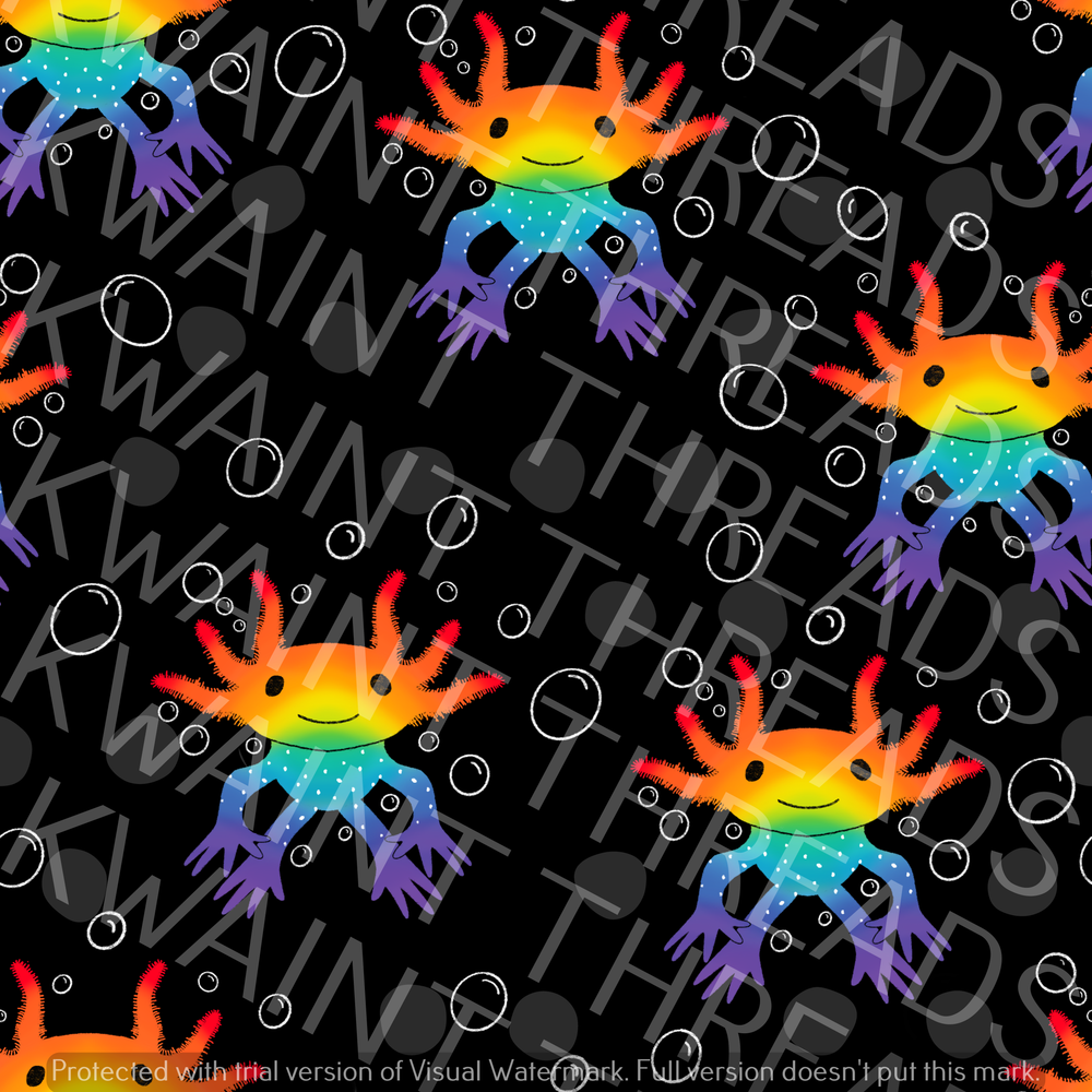 Fabric Mama Aristotle the Axolotl Fish Fabric On Demand Pre Order