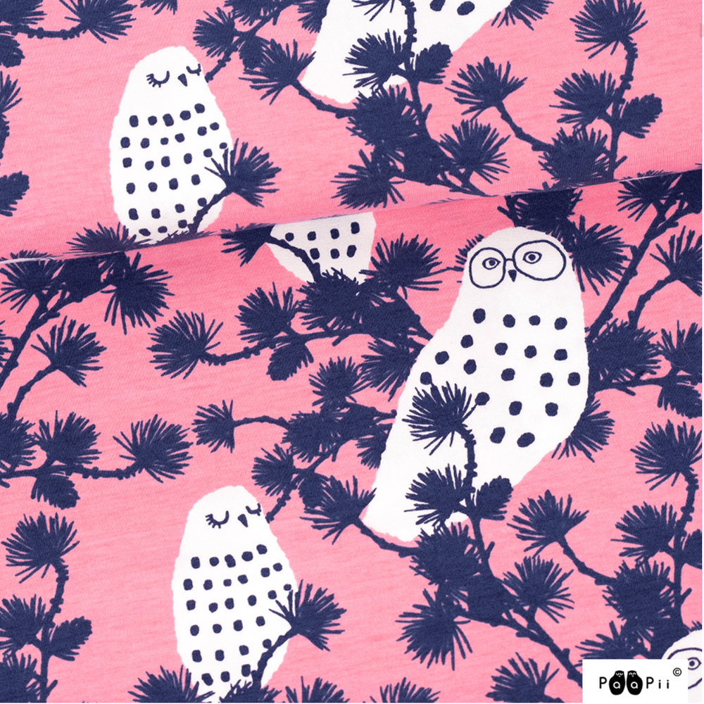 
                      
                        PaaPii Snow Owls Pink Blueberry Organic Cotton Lycra
                      
                    