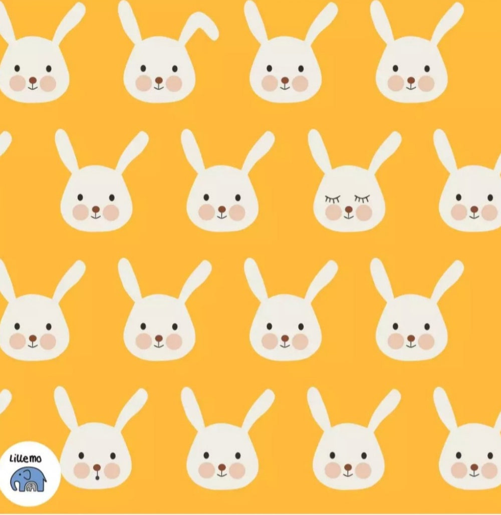 Lillestoff Fridolin Easter Bunny Yellow Organic French Terry Cotton Knit