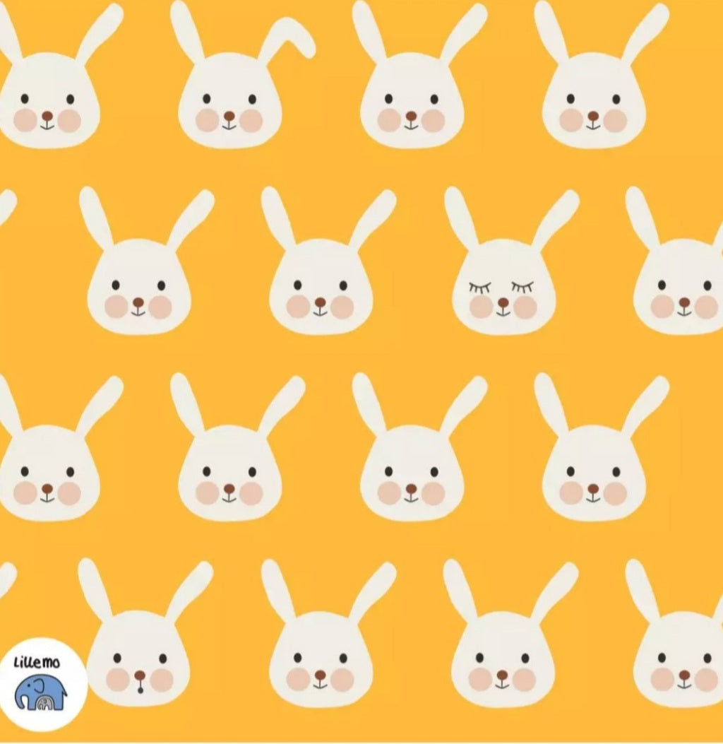 Lillestoff Fridolin Easter Bunny Yellow Organic French Terry Cotton Knit