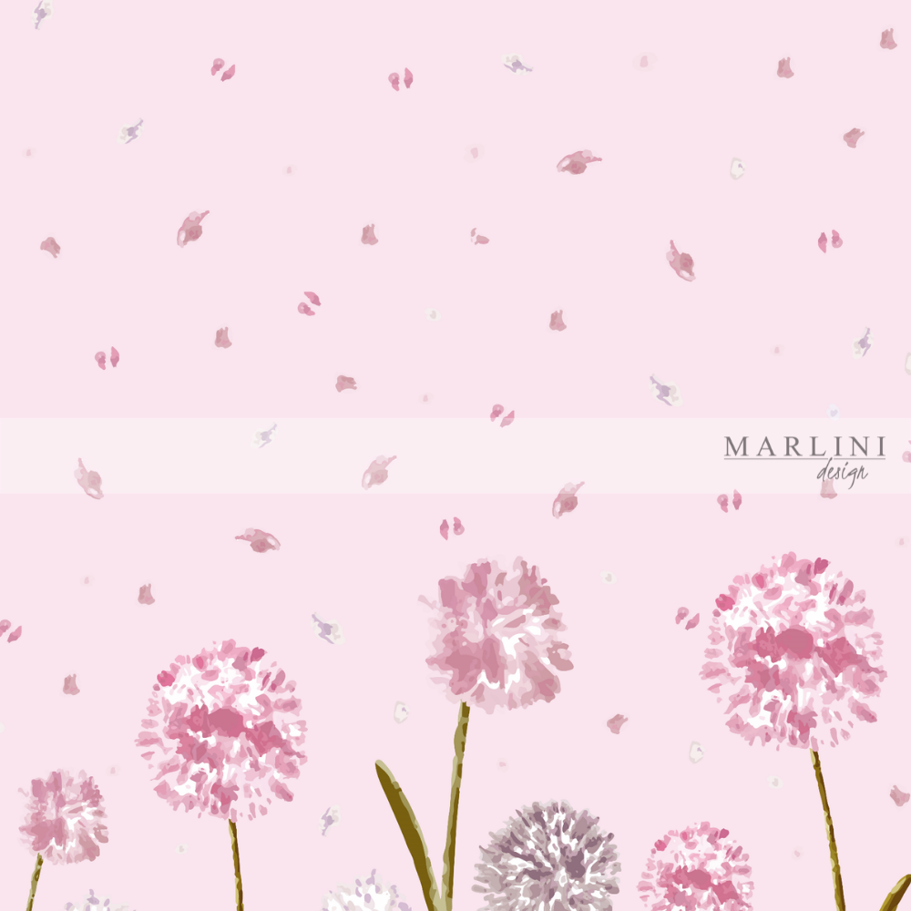 Marlini Dandelion Beauty Rose Border Print