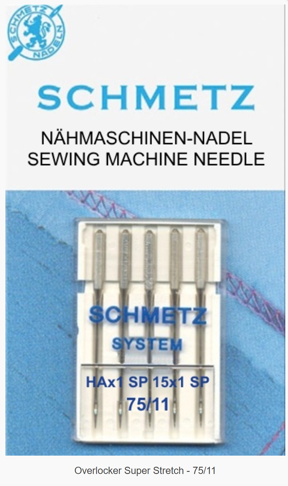 Schmetz HAx1 SP 15x1 SP 75/11 Super Stretch Overlocker Coverstitch Sewing Needle