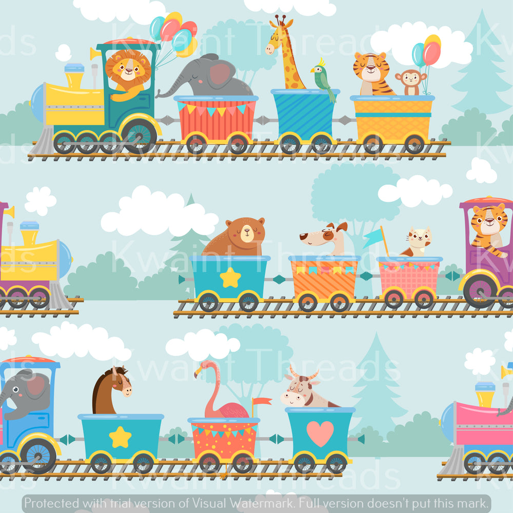 Kwaint Animal Trains Choo Choo Preorder On Demand Printed