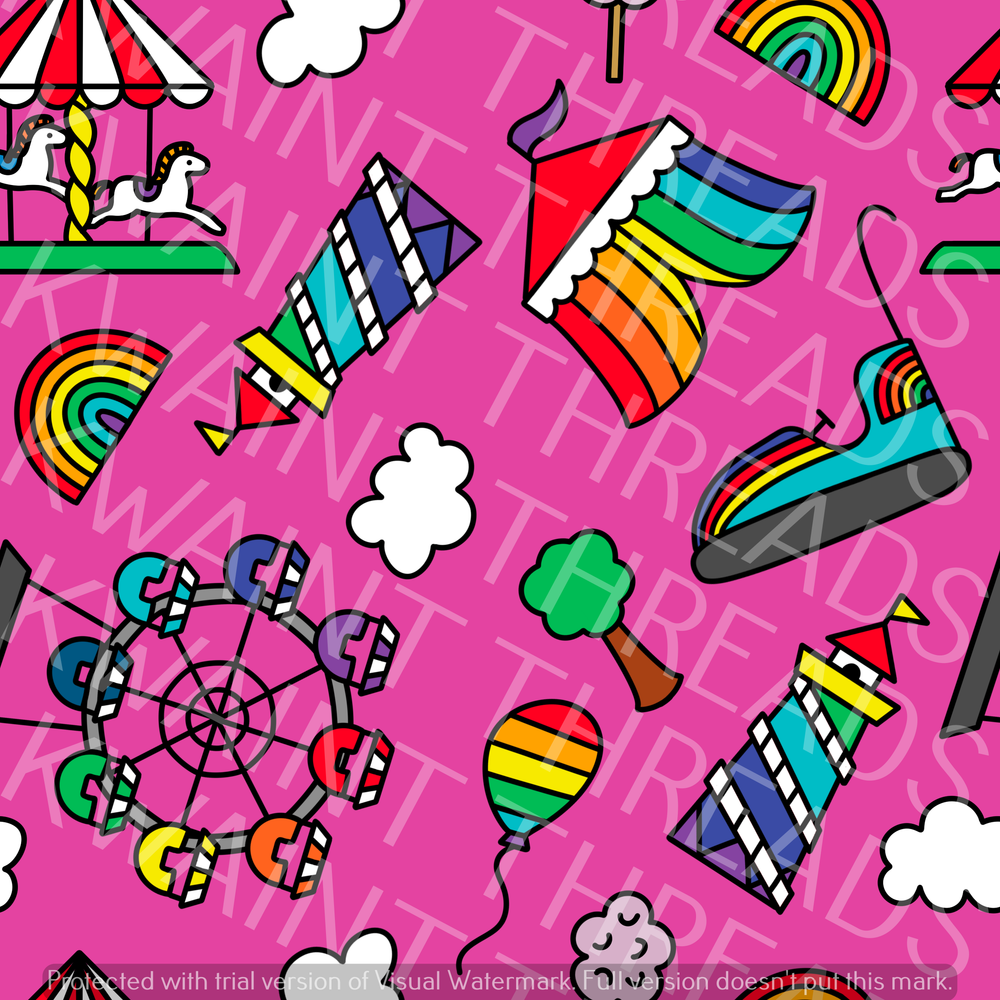 Fabric Mama Fun at the Fair Pink Fabric On Demand Pre Order