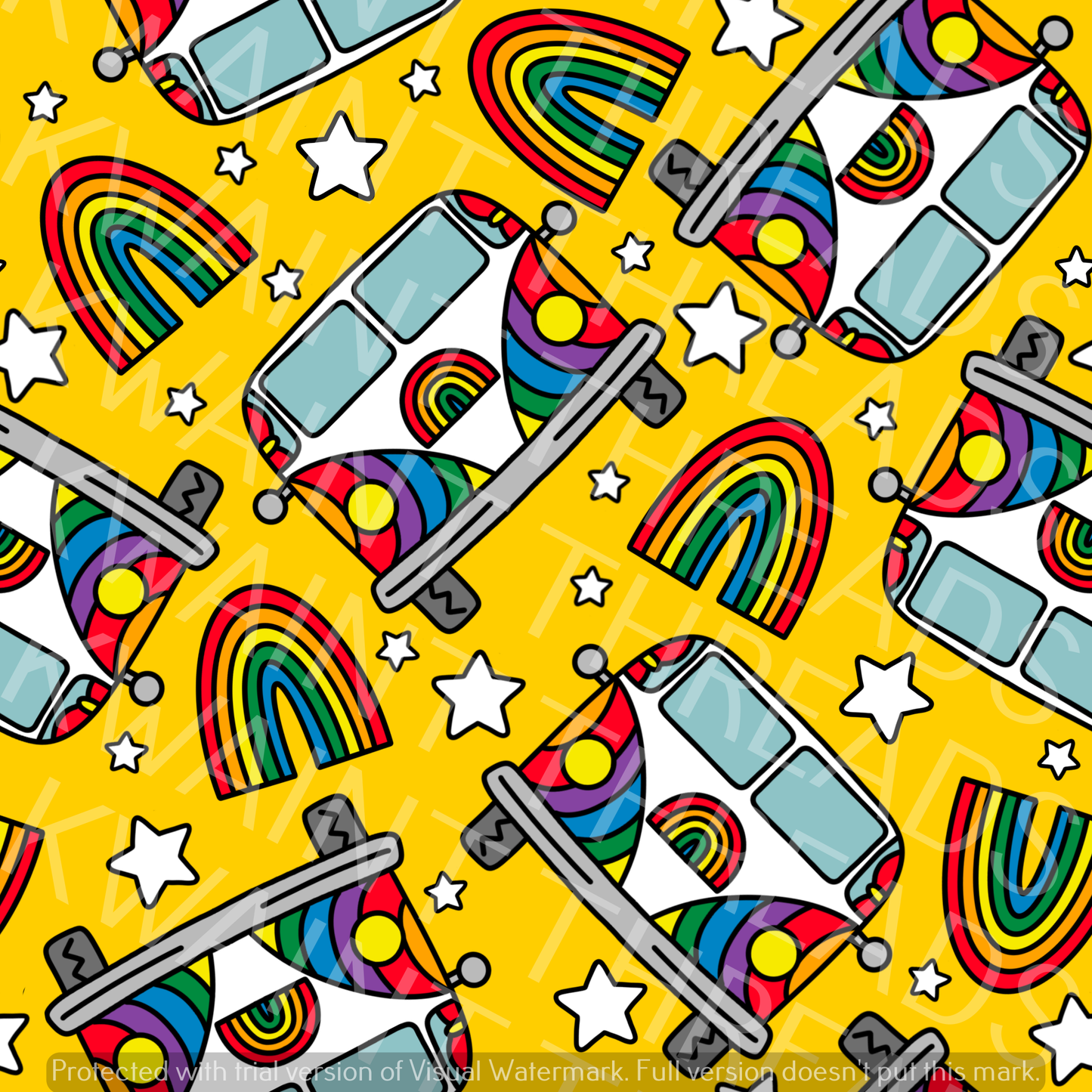 Fabric Mama Hippy Vans Rainbow Vans Fabric On Demand Pre Order