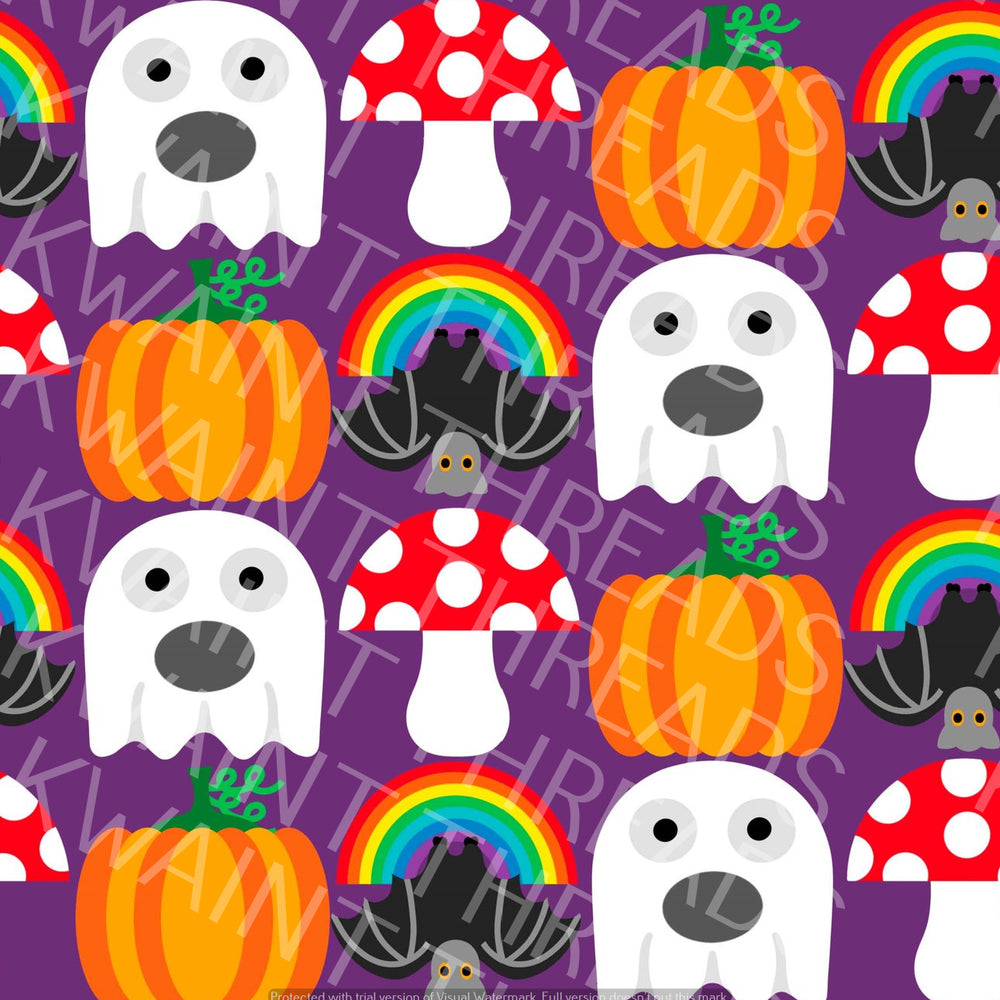 Fabric Mama Boo! Purple Halloween Ghost Pumpkin Fabric On Demand Pre Order