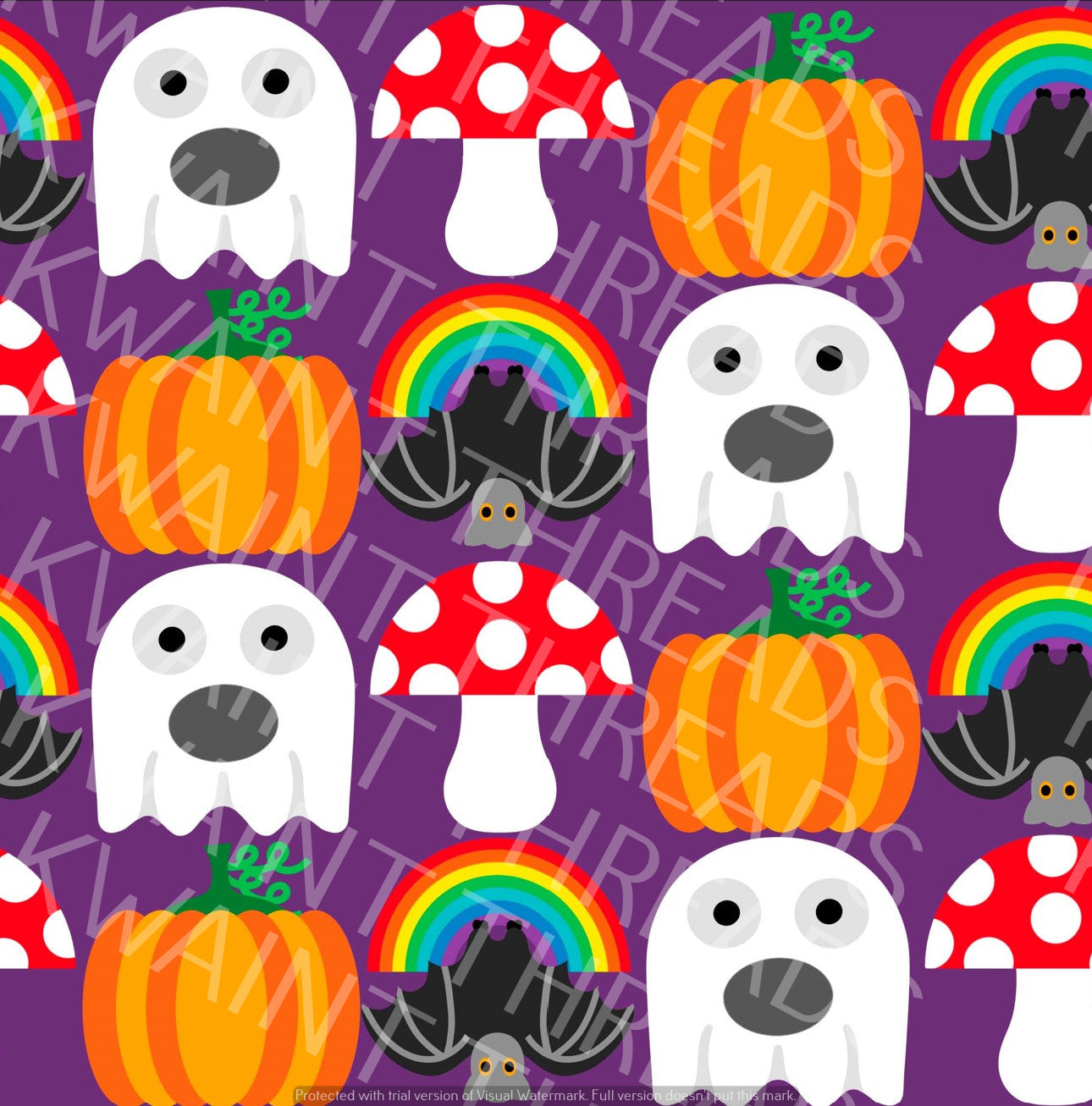 Fabric Mama Boo! Purple Halloween Ghost Pumpkin Fabric On Demand Pre Order