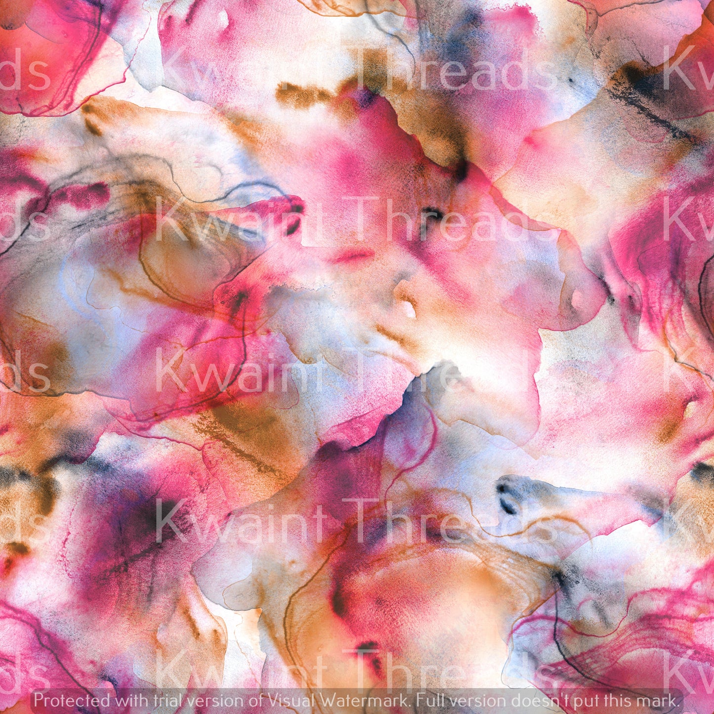 Kwaint Ink  Watercolour Marble Reds and Pink Pre order Fabric