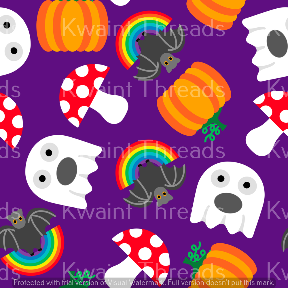 Fabric Mama Boo! Jumble Purple Halloween On Demand Pre Order