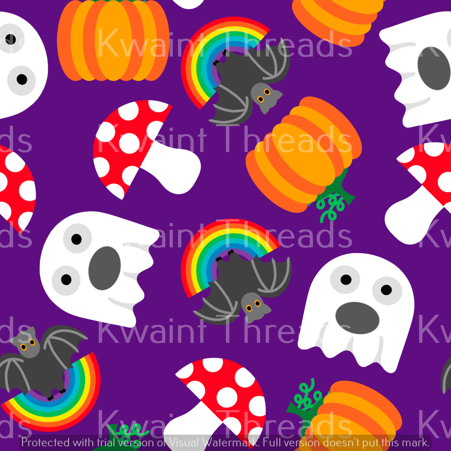 Fabric Mama Boo! Jumble Purple Halloween On Demand Pre Order