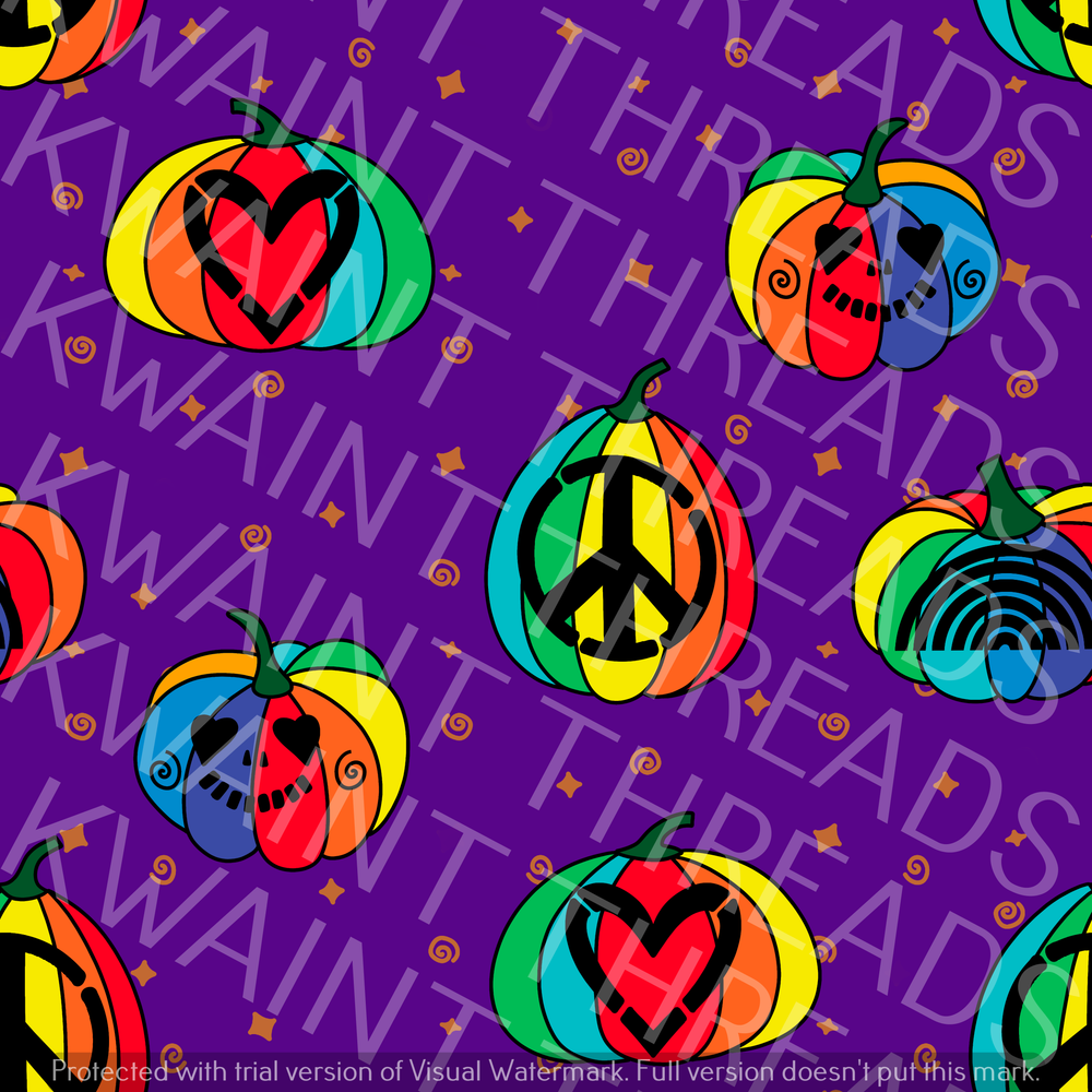 Fabric Mama Peace Love and Pumpkins Fabric On Demand Pre Order