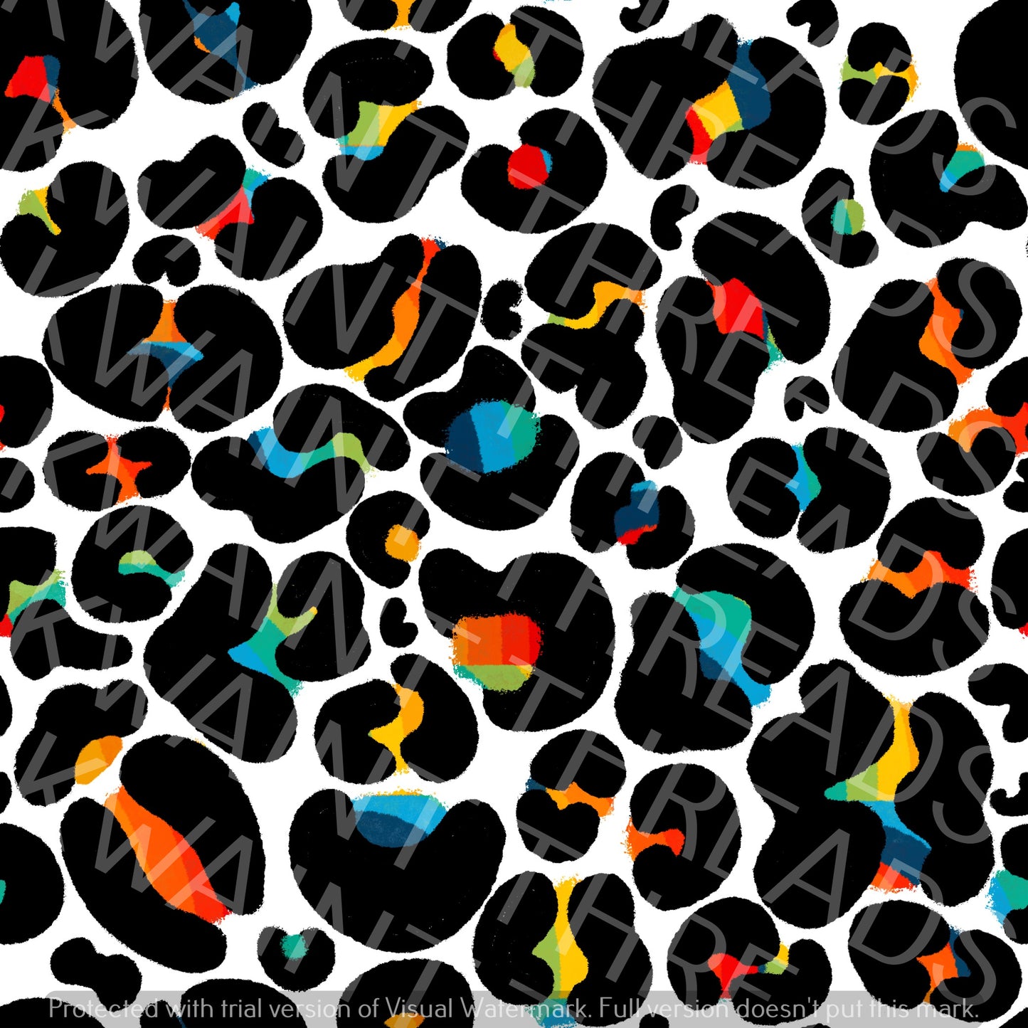 Fabric Mama Grrrainbow Leopard Print White Fabric On Demand Pre Order