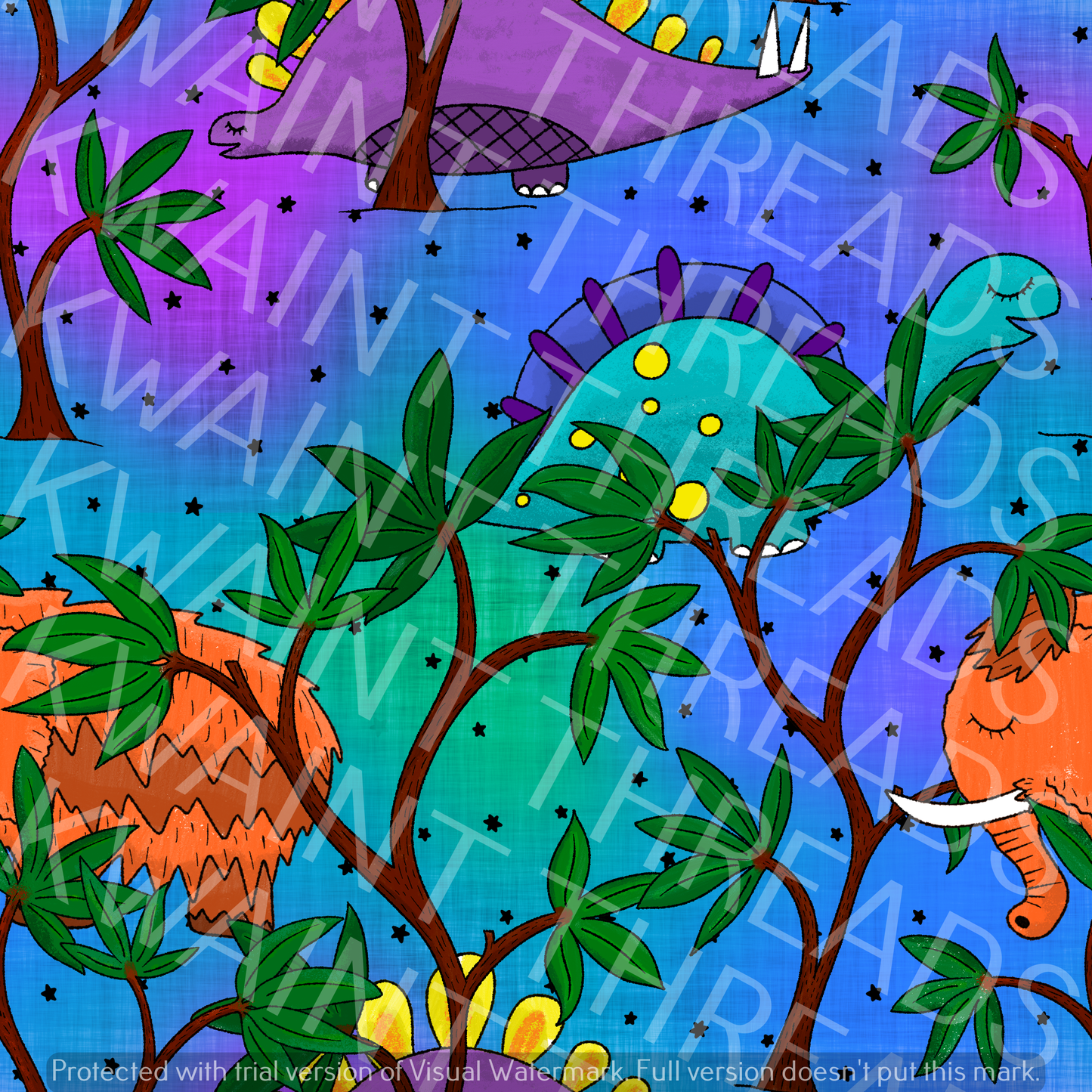 Fabric Mama Jurassic Jungle Dinosaur Fabric On Demand Pre Order