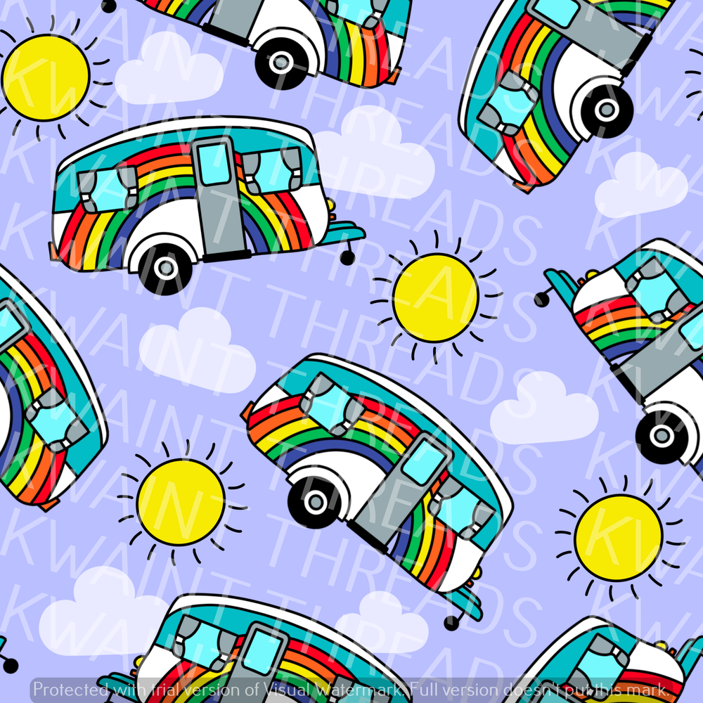 Fabric Mama Caravan Adventures Lilac Fabric On Demand Pre Order