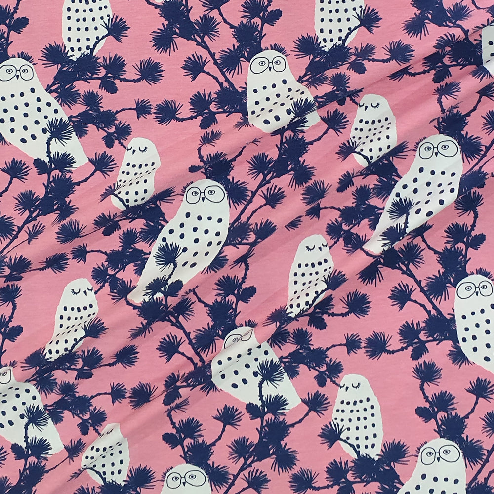 PaaPii Snow Owls Pink Blueberry Organic Cotton Lycra