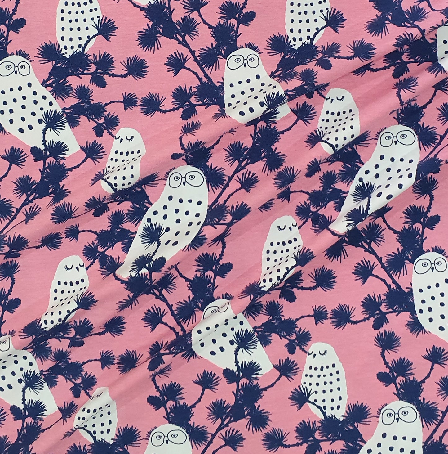 PaaPii Snow Owls Pink Blueberry Organic Cotton Lycra
