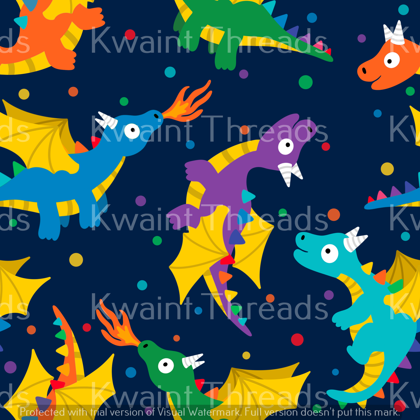 Fabric Mama Rainbow Dragons On Demand Pre Order Dragons