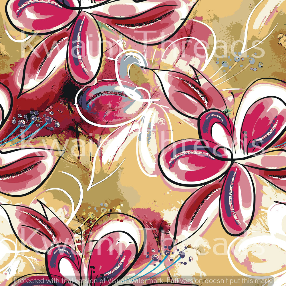 JustRedBean Large Flowers Red