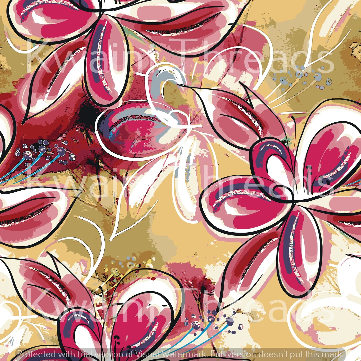 JustRedBean Large Flowers Red