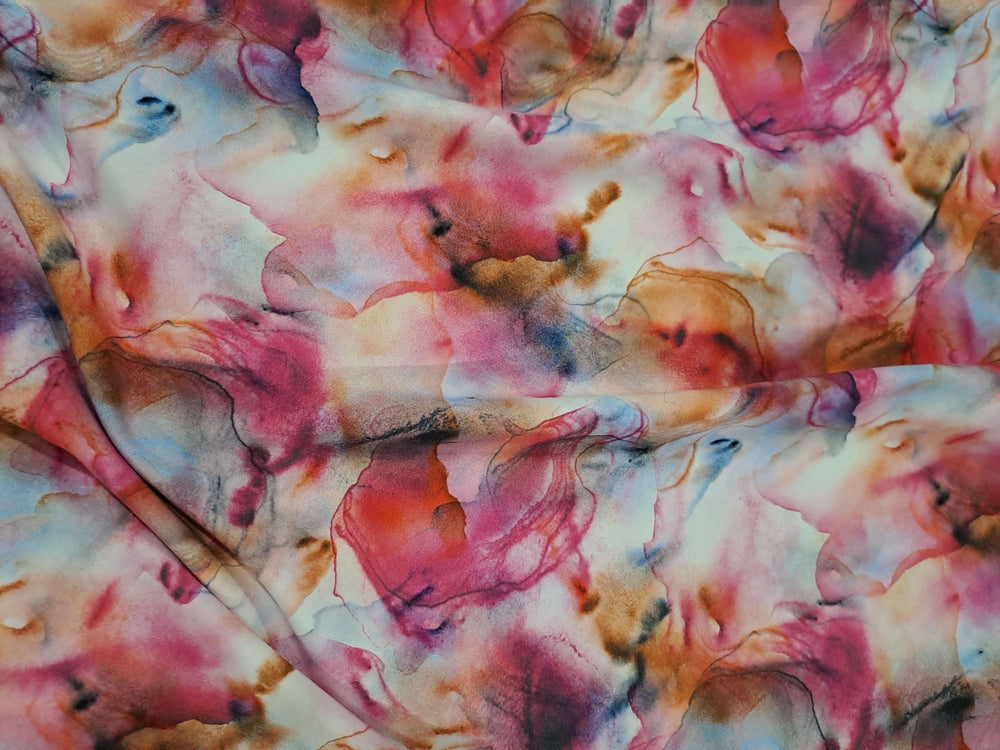 Kwaint Ink Marble Red and Orange Cotton Lycra