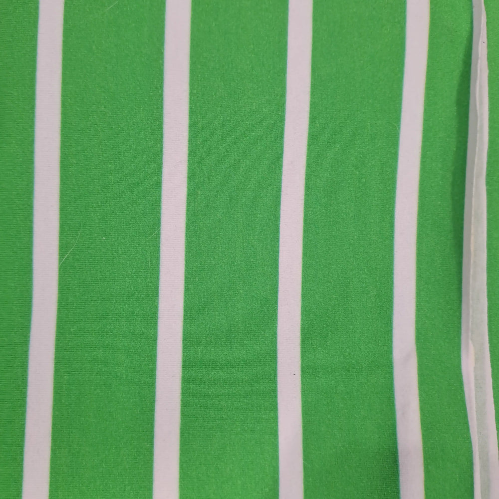 Fabric Mama Green stripes 220gsm Cotton Lycra