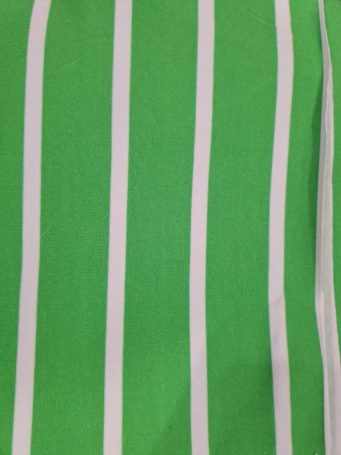 Fabric Mama Green stripes 220gsm Cotton Lycra