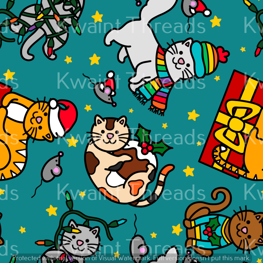 Fabric Mama Christmas Kitties Cats On Demand Pre Order Kittens Cats
