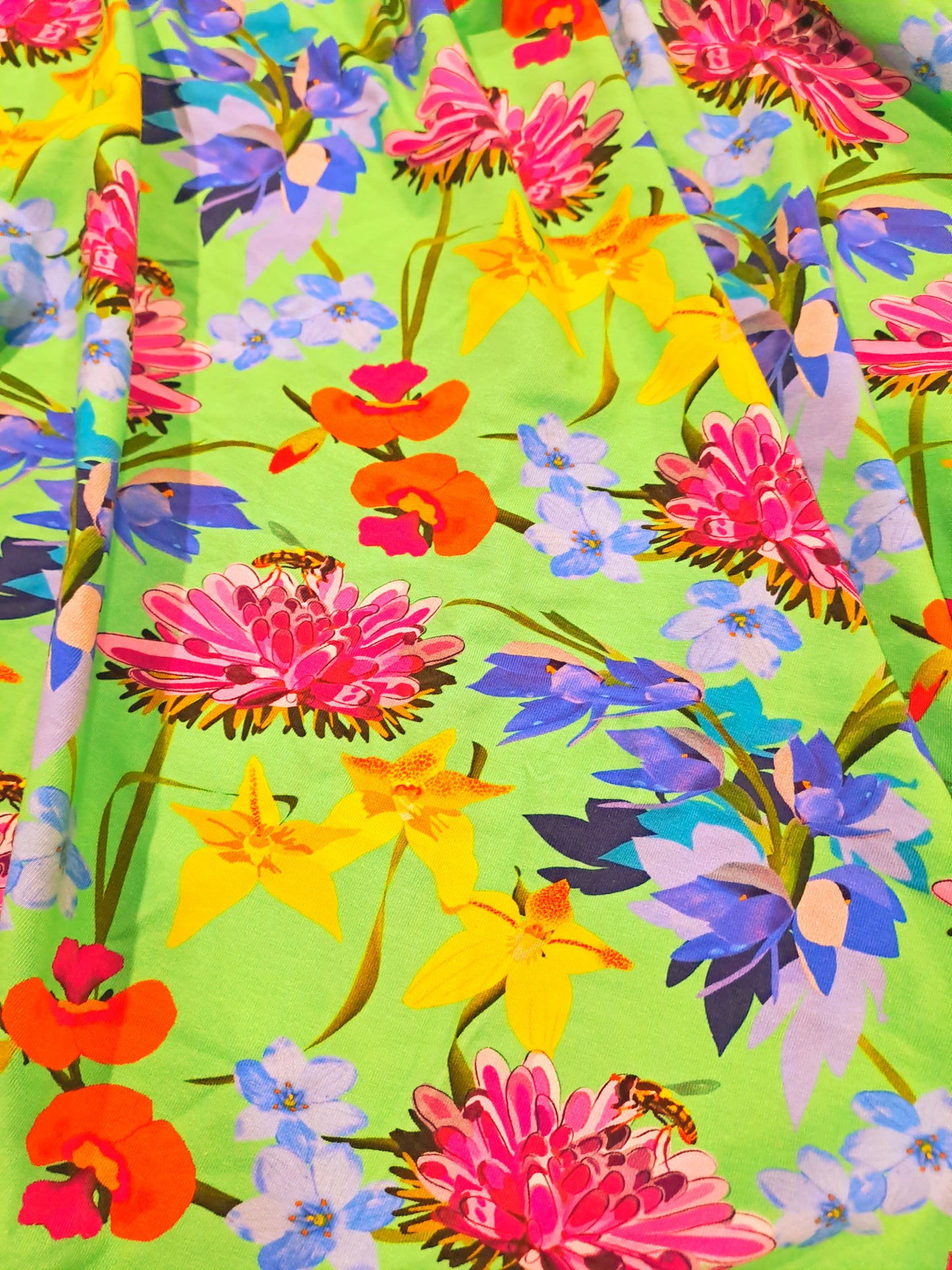 Colour Me Crazy Organic PixiMops Grass Green Artist Print Debbie Holden 220gsm