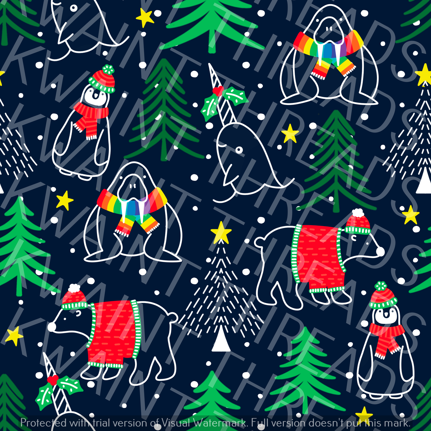 Fabric Mama Christmas Arctic Friends Fabric On Demand Pre Order