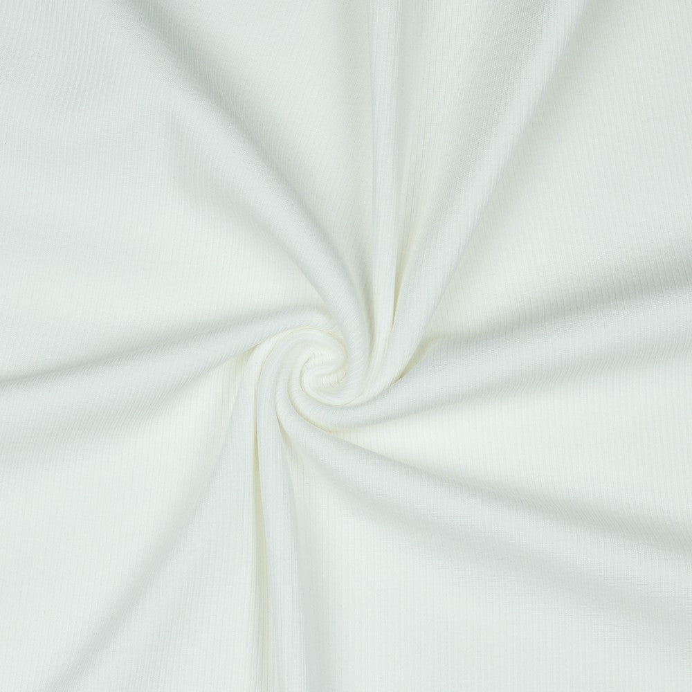 Euro Knit White Ribbed Jersey GOTS Certified Cotton Lycra Fabric