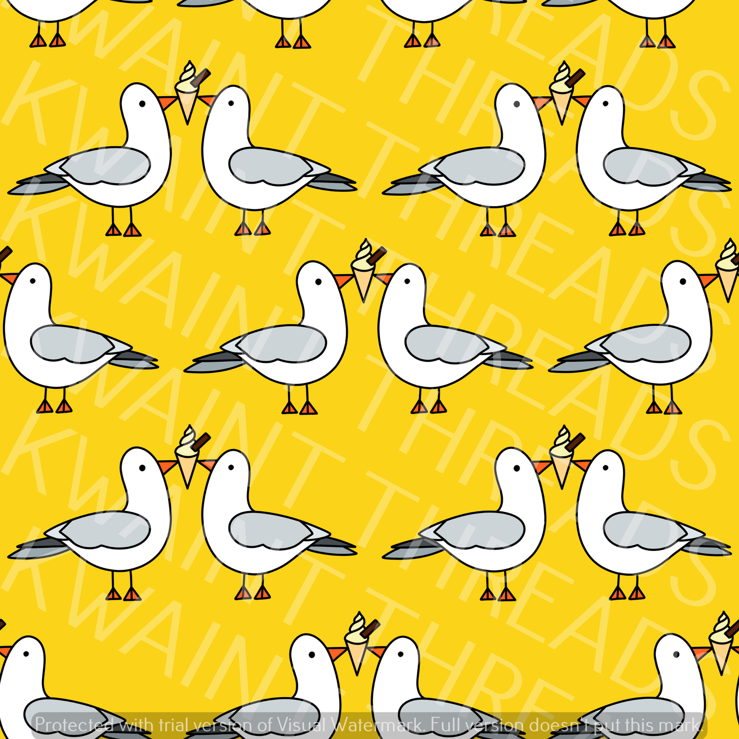 Fabric Mama Gulls Just Wanna Have Fun Yellow Seagull Fabric On Demand Pre Order