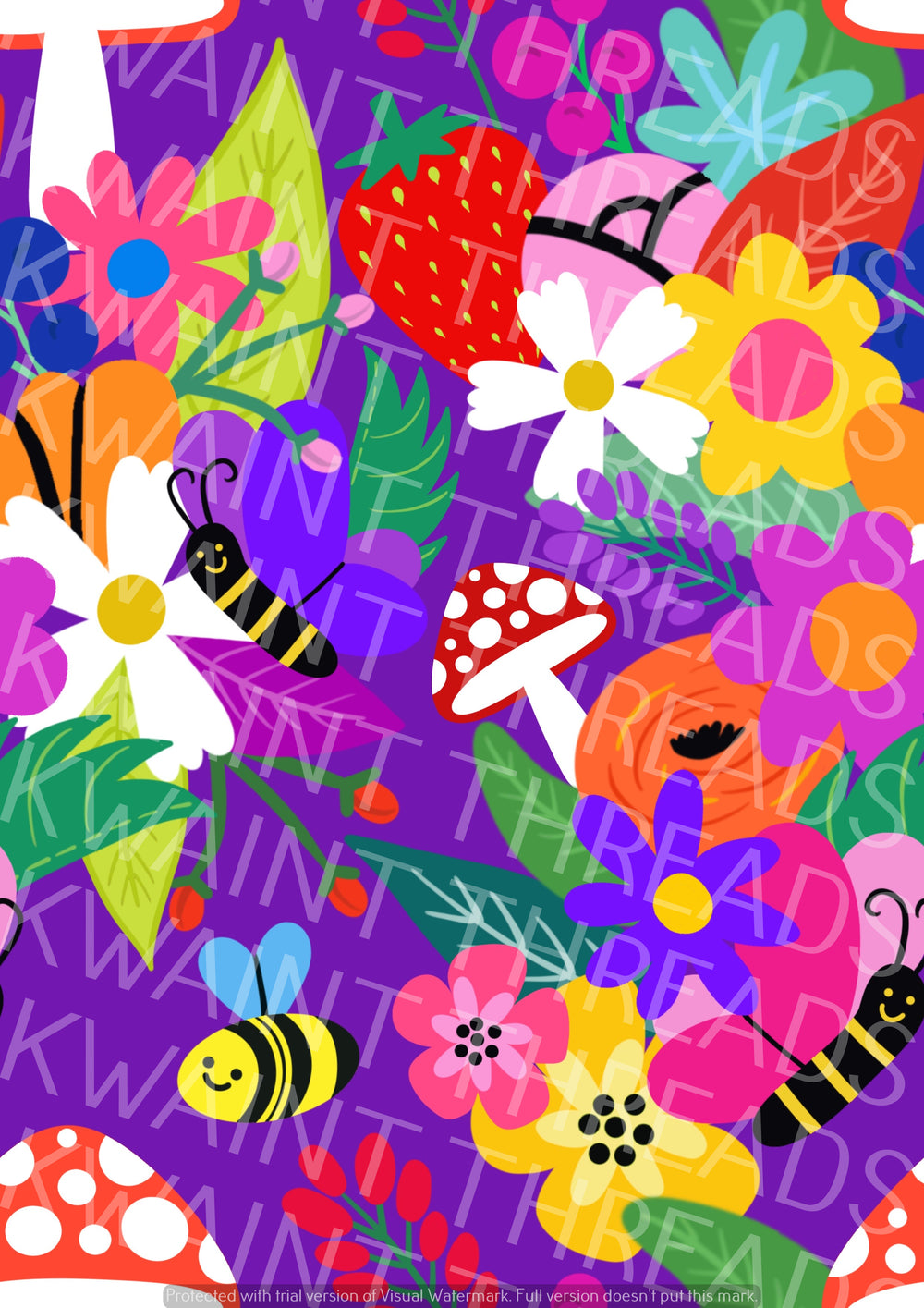 Karly Art Flower Garden Purple Flowers Fabric On Demand Pre Order