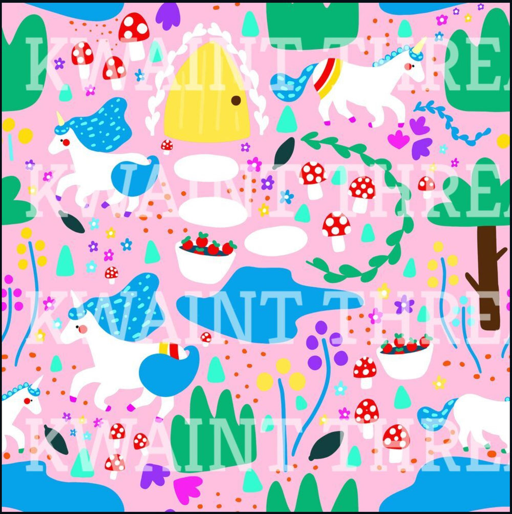 Quirks Unicorns Pink Artist Print Fabric On Demand Pre Order