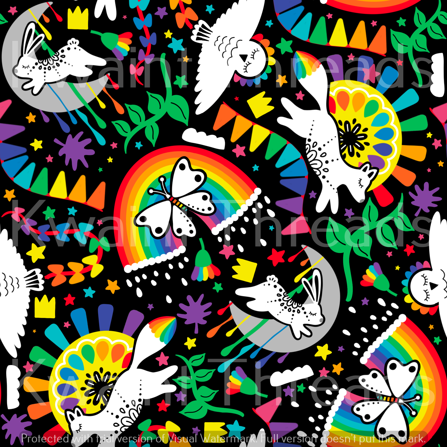 Fabric Mama Our Colourful World Rainbow World Fabric On Demand Pre Orde