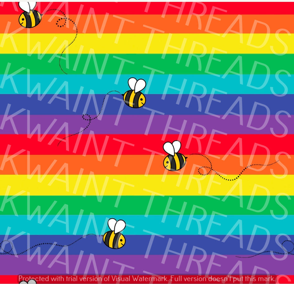 Fabric Mama Rainbows and Bees Fabric On Demand Pre Order