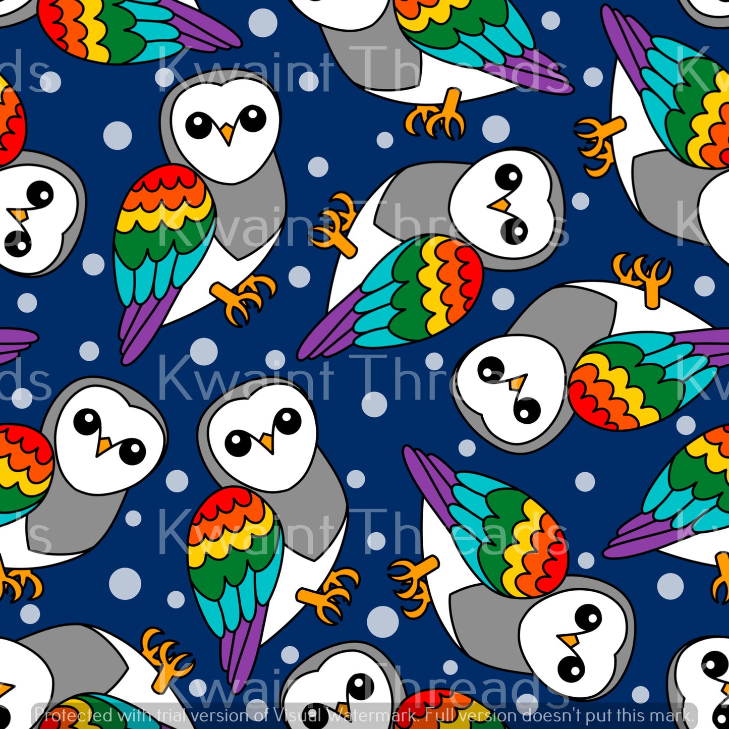 Fabric Mama Night Owls Rainbow Owls On Demand Pre Order