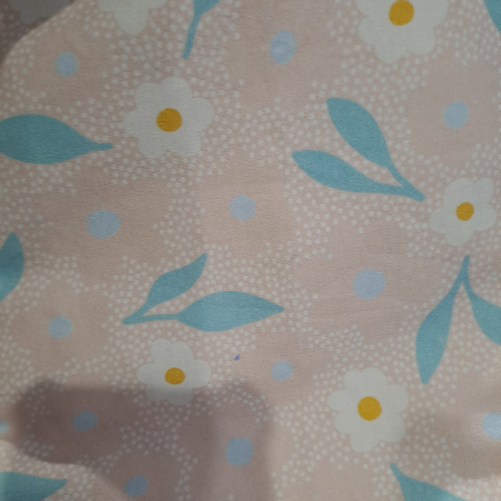 SuzzInColour Peach Flowers Cotton Interlock
