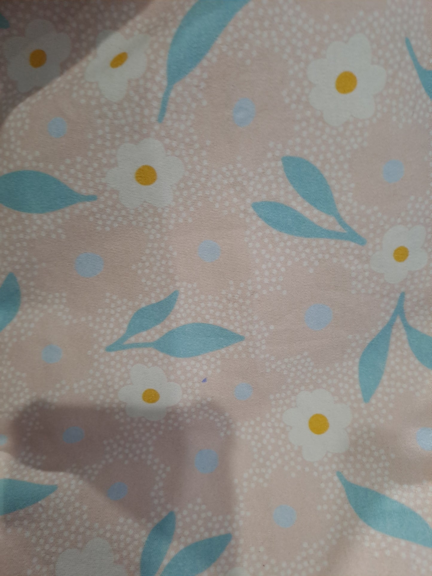 SuzzInColour Peach Flowers Cotton Interlock