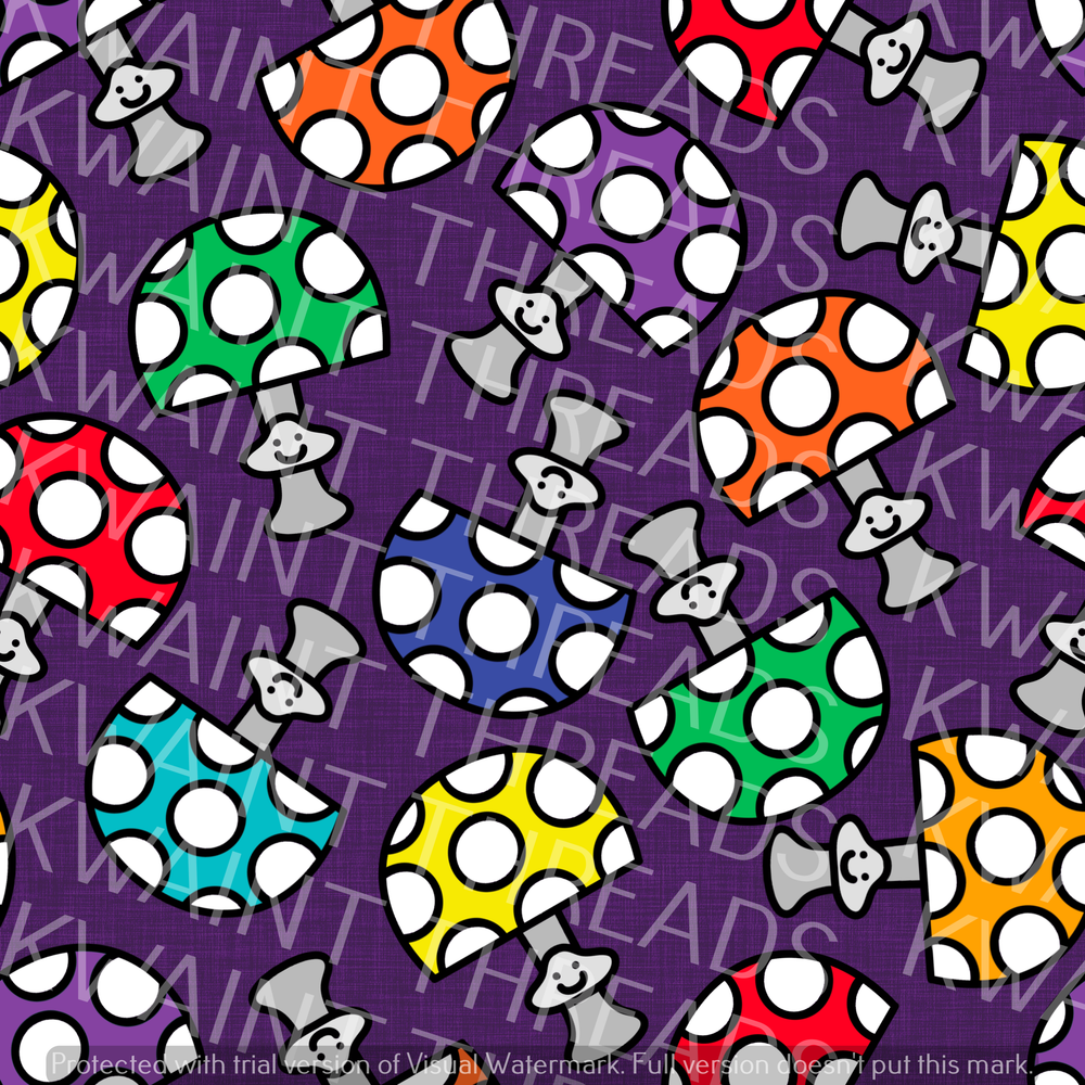 Fabric Mama Happy Mushrooms Fabric On Demand Pre Order